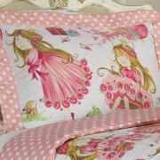 Kit: 1 Cobre-leito Casal Kids Bouti de Microfibra Ultrasonic Estampada + 2 Porta-travesseiros - Amora Rosa - Dui Design
