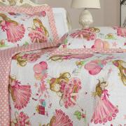 Kit: 1 Cobre-leito Casal Kids Bouti de Microfibra Ultrasonic Estampada + 2 Porta-travesseiros - Amora Rosa - Dui Design