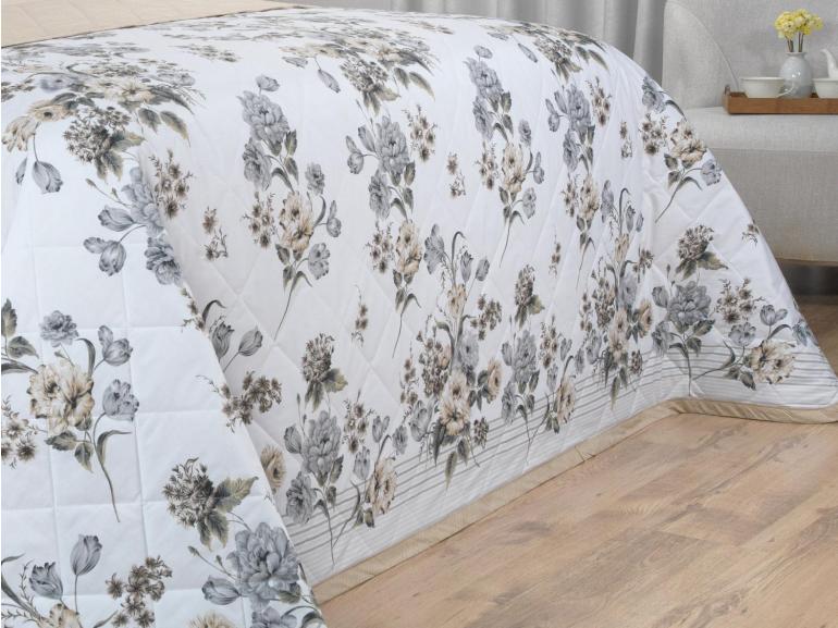 Kit: 1 Cobre-leito King + 2 Porta-travesseiros Percal 200 fios - Anabel Séphia - Dui Design