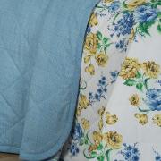 Kit: 1 Cobre-leito Casal + 2 Porta-travesseiros Percal 200 fios - Anabel Azul - Dui Design