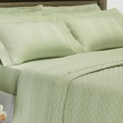 Kit: 1 Cobre-leito King + 2 porta-travesseiros Cetim 300 fios - Anafi Verde Celadon - Dui Design