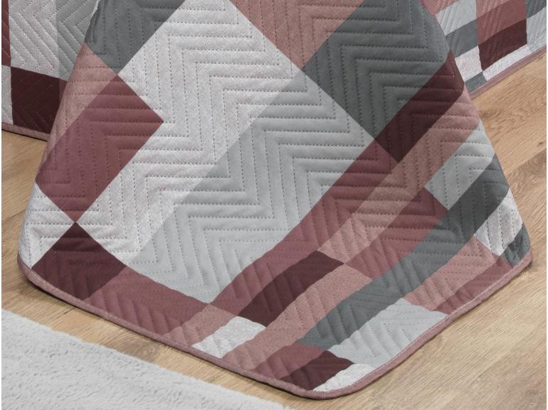 Kit: 1 Cobre-leito Queen Bouti de Microfibra Ultrasonic Estampada + 2 Porta-travesseiros - Andorra Noz Moscada - Dui Design