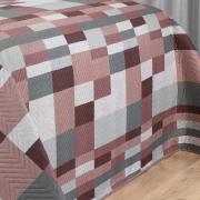 Kit: 1 Cobre-leito Queen Bouti de Microfibra Ultrasonic Estampada + 2 Porta-travesseiros - Andorra Noz Moscada - Dui Design