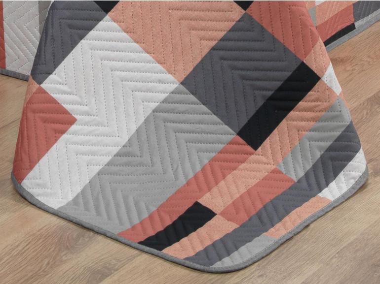 Kit: 1 Cobre-leito Solteiro Bouti de Microfibra Ultrasonic Estampada + 1 Porta-travesseiro - Andorra Terracota - Dui Design