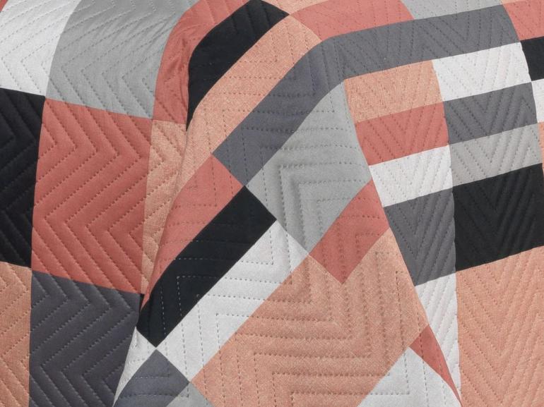 Kit: 1 Cobre-leito Solteiro Bouti de Microfibra Ultrasonic Estampada + 1 Porta-travesseiro - Andorra Terracota - Dui Design