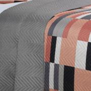 Kit: 1 Cobre-leito Solteiro Bouti de Microfibra Ultrasonic Estampada + 1 Porta-travesseiro - Andorra Terracota - Dui Design