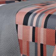 Kit: 1 Cobre-leito Casal Bouti de Microfibra Ultrasonic Estampada + 2 Porta-travesseiros - Andorra Terracota - Dui Design