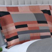 Kit: 1 Cobre-leito Casal Bouti de Microfibra Ultrasonic Estampada + 2 Porta-travesseiros - Andorra Terracota - Dui Design