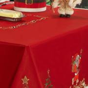 Toalha de Mesa Natal com Bordado Richelieu Retangular 8 Lugares 160x270cm - Angelical Vermelho - Dui Design