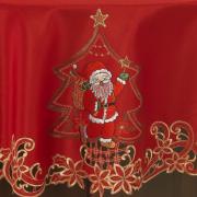 Toalha de Mesa Natal com Bordado Richelieu Redonda 180cm - Angelical Vermelho - Dui Design