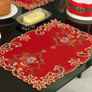 Jogo Americano Natal 4 Lugares (4 peas) com Bordado Richelieu 35x50cm - Angelical Vermelho - Dui Design