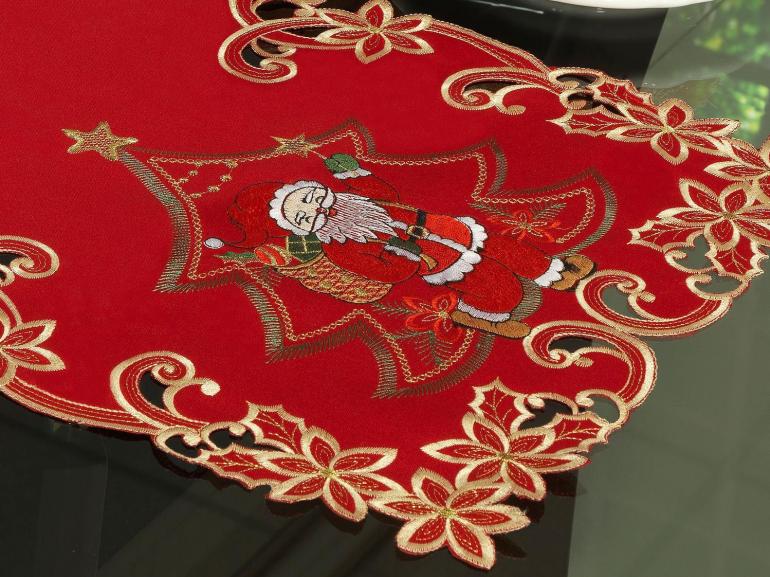 Trilho de Mesa Natal com Bordado Richelieu 40x85cm Avulso - Angelical Vermelho - Dui Design