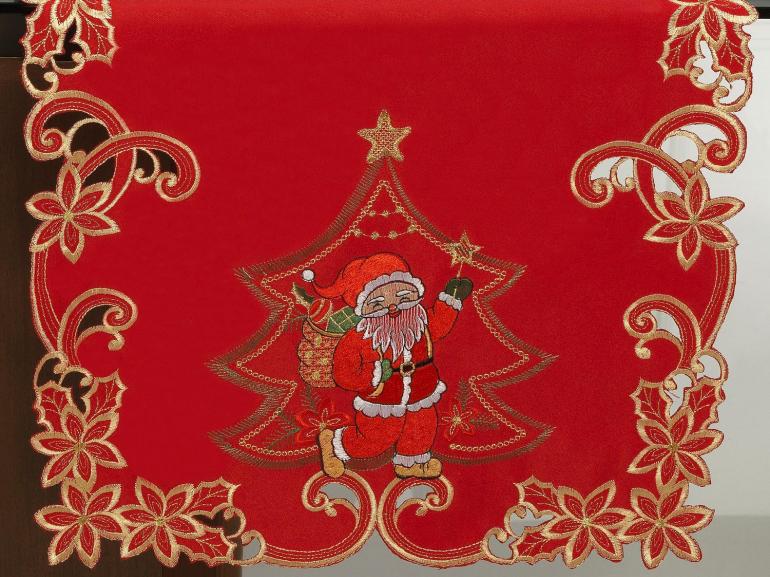 Trilho de Mesa Natal com Bordado Richelieu 45x170cm Avulso - Angelical Vermelho - Dui Design