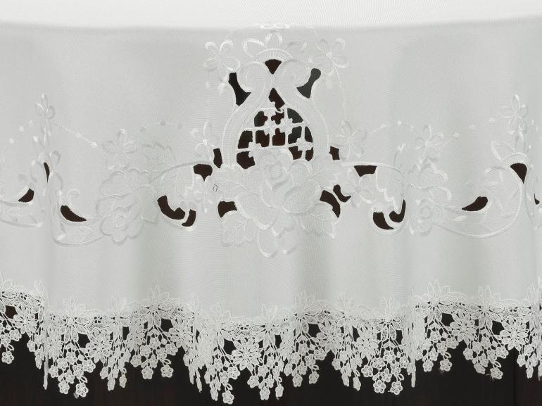 Toalha de Mesa com Bordado Richelieu Redonda 180cm - Angelina Branco - Dui Design