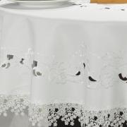 Toalha de Mesa com Bordado Richelieu Redonda 180cm - Angelina Branco - Dui Design