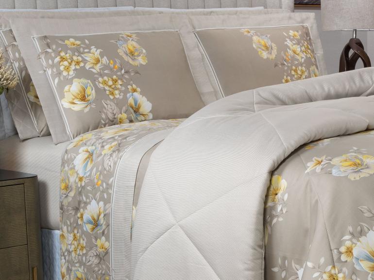 Jogo de Cama Queen Cetim 300 fios - Angelique Bege - Dui Design