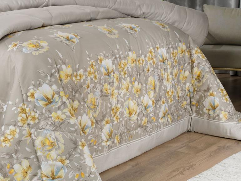 Edredom Queen Cetim 300 fios - Angelique Bege - Dui Design