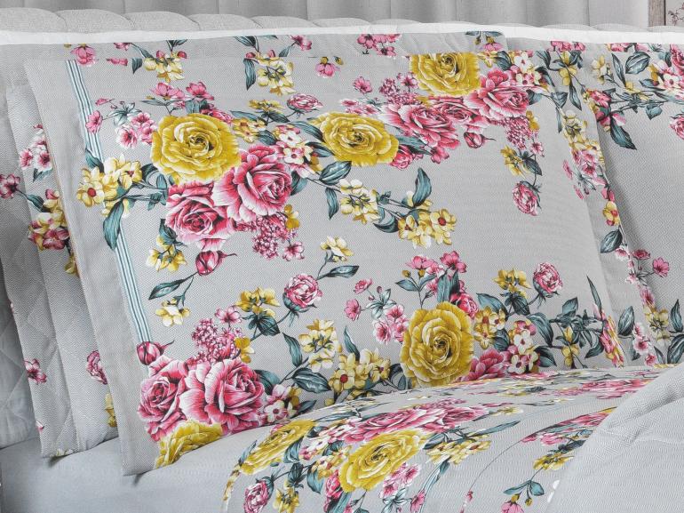 Jogo de Cama Queen 150 fios - Aparecida Cinza - Dui Design