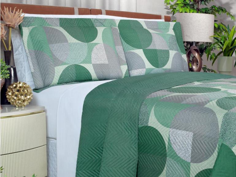 Kit: 1 Cobre-leito King Bouti de Microfibra Ultrasonic Estampada + 2 Porta-travesseiros - Apolo Confrei - Dui Design