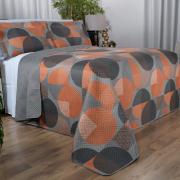 Kit: 1 Cobre-leito King Bouti de Microfibra Ultrasonic Estampada + 2 Porta-travesseiros - Apolo Cinza - Dui Design
