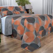 Kit: 1 Cobre-leito Queen Bouti de Microfibra Ultrasonic Estampada + 2 Porta-travesseiros - Apolo Cinza - Dui Design