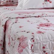 Enxoval King com Cobre-leito 7 peas Percal 200 fios 100% Algodo - Aquarela Rosa - Corttex