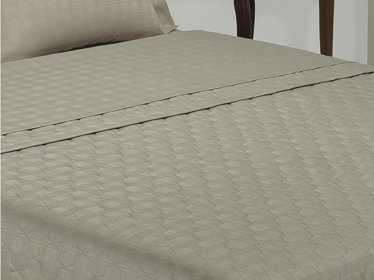 Kit: 1 Cobre-leito Casal + 2 porta-travesseiros Cetim 300 fios 100% Algodo - Argo Stone - Dui Design