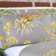 Kit: 1 Cobre-leito King Bouti de Microfibra Ultrasonic Estampada + 2 Porta-travesseiros - Aruba Amarelo - Dui Design