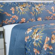 Kit: 1 Cobre-leito Queen Bouti de Microfibra Ultrasonic Estampada + 2 Porta-travesseiros - Aruba Indigo - Dui Design