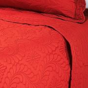 Kit: 1 Cobre-leito Casal Bouti Bordada de Microfibra + 2 Porta-travesseiros - Astoria Vermelho - Dui Design