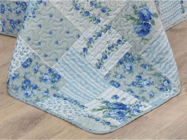 Kit: 1 Cobre-leito King Bouti de Microfibra Ultrasonic Estampada + 2 Porta-travesseiros - Astrid Celeste - Dui Design