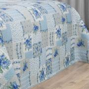 Kit: 1 Cobre-leito King Bouti de Microfibra Ultrasonic Estampada + 2 Porta-travesseiros - Astrid Celeste - Dui Design