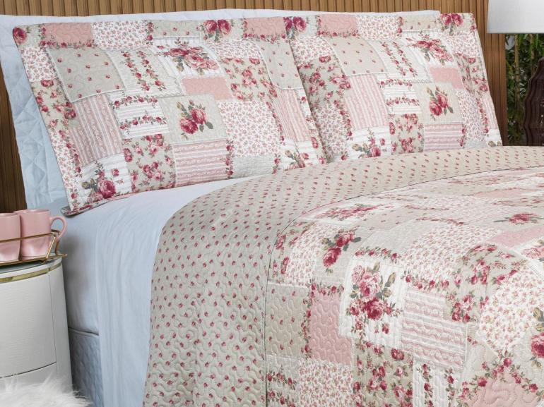 Kit: 1 Cobre-leito King Bouti de Microfibra Ultrasonic Estampada + 2 Porta-travesseiros - Astrid Vintage - Dui Design