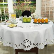 Toalha de Mesa com Bordado Richelieu Redonda 180cm - Atena Branco - Dui Design