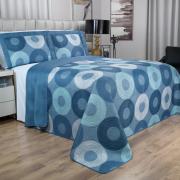 Kit: 1 Cobre-leito King Bouti de Microfibra Ultrasonic Estampada + 2 Porta-travesseiros - Atlanta Azul - Dui Design
