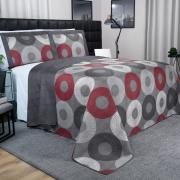 Kit: 1 Cobre-leito King Bouti de Microfibra Ultrasonic Estampada + 2 Porta-travesseiros - Atlanta Cinza - Dui Design