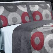 Kit: 1 Cobre-leito King Bouti de Microfibra Ultrasonic Estampada + 2 Porta-travesseiros - Atlanta Cinza - Dui Design