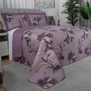 Kit: 1 Cobre-leito King Bouti de Microfibra Ultrasonic Estampada + 2 Porta-travesseiros - Atlantica Aubergine - Dui Design