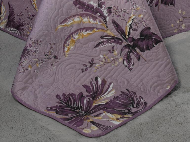 Kit: 1 Cobre-leito King Bouti de Microfibra Ultrasonic Estampada + 2 Porta-travesseiros - Atlantica Aubergine - Dui Design