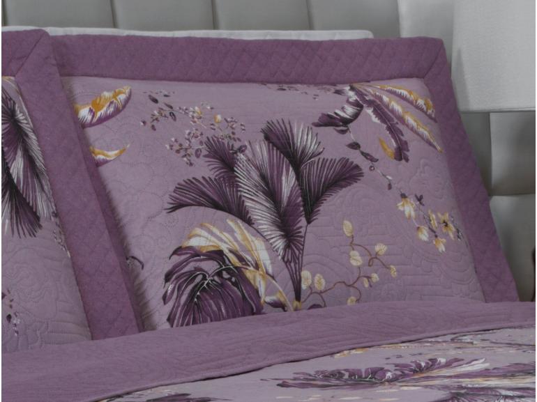 Kit: 1 Cobre-leito King Bouti de Microfibra Ultrasonic Estampada + 2 Porta-travesseiros - Atlantica Aubergine - Dui Design