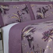 Kit: 1 Cobre-leito King Bouti de Microfibra Ultrasonic Estampada + 2 Porta-travesseiros - Atlantica Aubergine - Dui Design