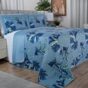 Kit: 1 Cobre-leito King Bouti de Microfibra Ultrasonic Estampada + 2 Porta-travesseiros - Atlantica Azul - Dui Design