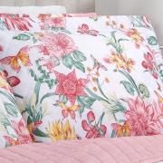 Kit: 1 Cobre-leito King + 2 Porta-travesseiros Percal 180 fios - Aurea Rosa Velho - Dui Design