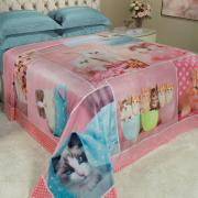 Cobertor Avulso Queen Flanelado com Estampa Digital 260 gramas/m² - Baby Cats - Dui Design
