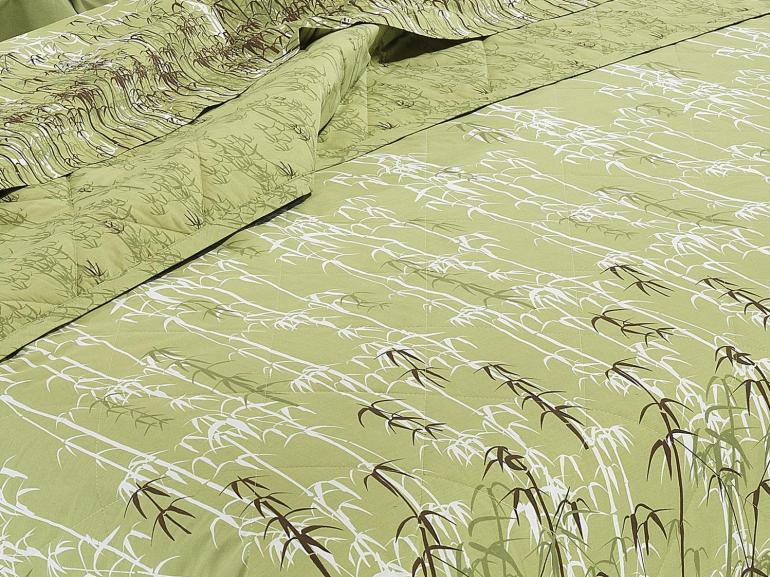 Kit: 1 Cobre-leito King + 2 Porta-travesseiros Percal 200 fios 100% Algodo - Bamboo Verde - Dui Design
