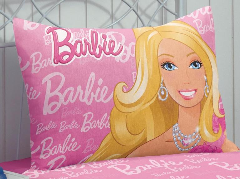 Jogo Lençol Barbie Solteiro Infantil 3 Peças Rosa Elastico