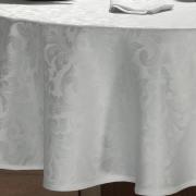 Toalha de Mesa Fácil de Limpar Redonda 160cm - Baroque Branco - Dui Design
