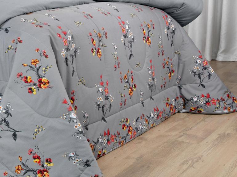 Jogo de Cama King Percal 200 fios - Beatrice Cinza - Dui Design