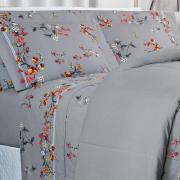 Jogo de Cama King Percal 200 fios - Beatrice Cinza - Dui Design