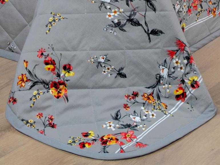 Kit: 1 Cobre-leito Queen + 2 Porta-travesseiros Percal 200 fios - Beatrice Cinza - Dui Design